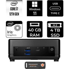 MSI Msı Cubi 5 Intel Core I7 1255U 40GB 4tb SSD W11H Mini Masaüstü Bilgisayar & Per4 USB Bellek 12M001BEUP390