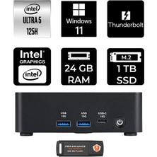 MSI Msı Cubi Nuc Intel Core Ultra 5 125H 24GB 1tb SSD W11P Mini Masaüstü Bilgisayar & Per4 USB Bellek 1UMG007EUP403