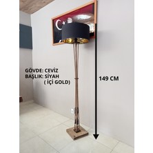 Balsa Dekor Ahşap Lambader Siyah - Gold Renkli Modern Tasarım 149 cm Yükseklikte