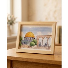 Zaytoon Duvar Tablosu Kudüs Mescid-i Aksa Kubbetüs Sahra Ahşap Çerçeve 15x20 cm