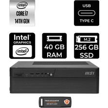 MSI Msı Pro DP80 Intel Core I7 14700 40GB 256GB SSD Fdos Mini Masaüstü Bilgisayar & Per4 USB Bellek A14G003EUP321