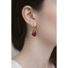 Feyz Tasarım Feyz Şık & Zarif Yakut Renkli Damla Küpe