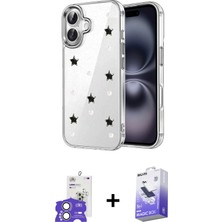 iPhone 17 Yörünge Form - Siyah Bilvis 5in1 5d Magic Hayalet Cam Ekran Koruyucu + Gümüş Bilvis Titan Kamera Lens