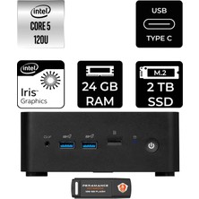 MSI Msı Cubi Nuc Intel Core 5 120U 24GB 2tb SSD Fdos Mini Masaüstü Bilgisayar & Per4 USB Bellek 1MG238BEUP314