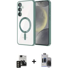 Cepte Toptan Galaxy S24 Nova Işık Özel Seri - Siyah Vanessa Magic Hayalet Cam + Gold Pvd Metal Kamera Lens