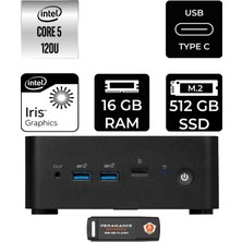 MSI Msı Cubi Nuc Core 5 120U 16GB RAM 512GB SSD FreeDOS 1MG238BEUP307 Mini PC + Per4 USB