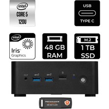 MSI Msı Cubi Nuc Intel Core 5 120U 48GB 1tb SSD Fdos Mini Masaüstü Bilgisayar & Per4 USB Bellek 1MG238BEUP328
