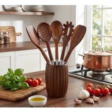 Ogeda Home Mien Akasya Ahşap Kaşıklık – Doğal Ahşap Mutfak Kaşık Standı - Tezgah Üstü Kaşıklık