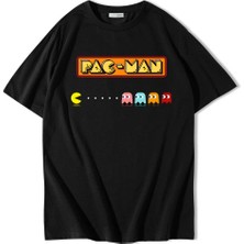 Brz Collection Unisex Oversize Pac-Man T-Shirt Siyah