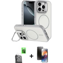 Cepte Toptan iPhone 16 Pro Max Çekirdek Klasik - Siyah 3D Antistatik Mat Seramik Nano Ekran Koruyucu + Siyah Raze Metal Kamera Lens