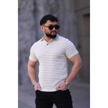 L-KOM Erkek Polo Yaka Çizgili Triko T-Shirt