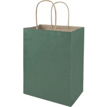 Kraft Çanta Yeşil  25X12X31  25 Adet Kağıt Poşet Çanta