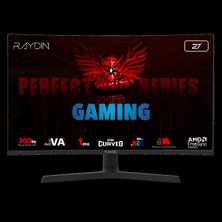 Raydın Eg27rfa-300hz, 27", 1ms, 300hz, Full Hd, 2xhdmı, Dp, Hoparlör, Va Led, R1500 Curved, Yükseklik Ayarlı Ayak, Frameless, Freesync Gaming Monitör
