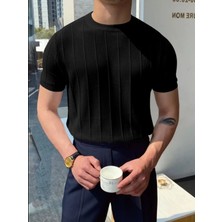 Tarz Cool Erkek Yuvarlak Yaka Örme T-Shirt