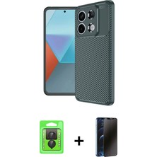 BUTİMAR'S Redmi Note 13 Pro 4g Eksen Form Prime - Siyah 3D Antistatik Hayalet Cam Ekran Koruyucu + Siyah Raze Metal Kamera Lens