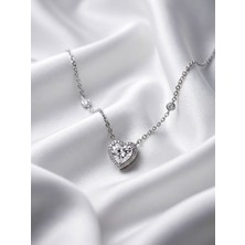 Leifa Jewelry Mozanit Taşlı 925 Ayar Gümüş Kalp Kolye