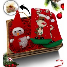 As Gift Mini Kasa Içerisinde Kardan Adam & Yılbaşı Çorabı Hediye Seti