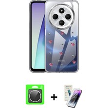 Redmi 14C Yörünge Form - Şeffaf Pasifik Cam Ekran Koruyucu + Gümüş Raze Metal Kamera Lens