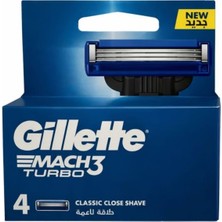 Gillette Mach 3 Turbo 4'lü Yedek Tıraş Bıçağı Hassas Cilt Dostu Ergonomik Tasarımlı