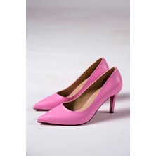 Ayakkabı Ateşi Pembe Cilt Kadın Ince Topuklu Ayakkabı Stiletto Demure