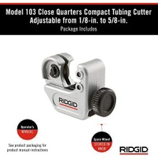 32975 Model 103 Kapalı Çeyrek Boru Kesici, 1/8" - 5/8" Boru Kesici, Gümüş, Küçük