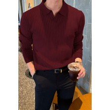 Cool Tarz Erkek Polo Yaka Triko Kazak Slim Fit Fitilli