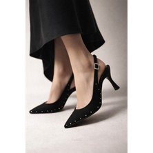 Firibu Kadın Kahverengi Slingback Stiletto Topuklu Ayakkabı Şık Davet Ofis Günlük Zarif Rahat Trend