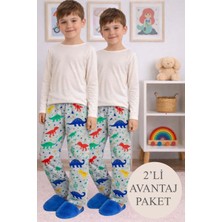 ByDon Çocuk Pamuklu Tek Alt Pijama 2'li Avantaj Paket
