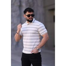 L-KOM Erkek Polo Yaka Çizgili Triko T-Shirt