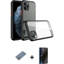 BUTİMAR'S iPhone 11 Pro Max Nova Asil Özel Seri - Siyah 3D Antistatik Hayalet Cam Ekran Koruyucu + Gümüş Shine Kamera Lens Koruma Cam