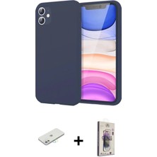 iPhone 11 Kozmos Yansıma Özel Seri - Siyah Bilvis 3D Cam Ekran Koruyucu + Sarı Renkli Kamera Lens Koruma Cam