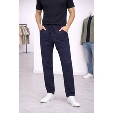 İnce Moda Giyim Bağcıklı Lastikli Bel Erkek Pantolon – Rahat Kesim (Lacivert)