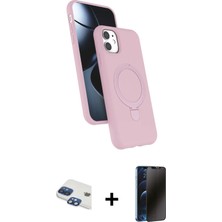 Cepte Toptan iPhone 11 Iz Işık Koleksiyonu - Siyah 3D Antistatik Hayalet Cam Ekran Koruyucu + Lacivert Pers Alüminyum Kamera Lens