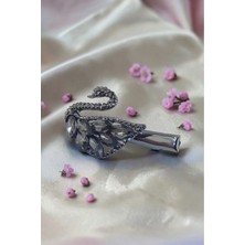 RALBAX Lotus Saç Aksesuarı – Füme Kristal Taşlı Kuğu Tasarımlı Şık Kadın Tokası