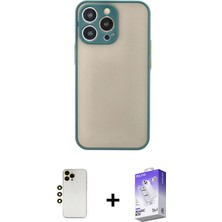 Cepte Toptan iPhone 13 Pro Max Ahenk Çizgi Serisi - Siyah Bilvis 5in1 3D Magic Cam Ekran Koruyucu + Gold Shine Kamera Lens