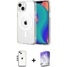 iPhone 14 Ahenk Minimal Serisi - Siyah Bilvis 5in1 3D Magic Cam Ekran Koruyucu + Gümüş Shine Kamera Lens