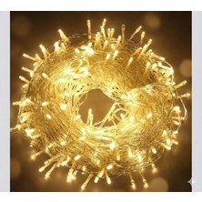 Hsc Bilişim Yılbaşı Aydınlatması 100 LED Perde Hortum Sıcak Beyaz Işık - 10 Metre Dekoratif Şeffaf Kablolu Süs