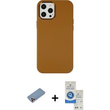 iPhone 12 Pro Max Çekirdek Çizgi - Şeffaf Royal Nano Ekran Koruyucu + Pembe Shine Kamera Lens Koruma Cam