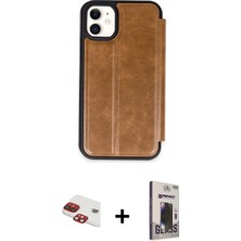 BUTİMAR'S iPhone 11 Zirve Yansıma Serisi - Siyah Bilvis Hayalet Cam Ekran Koruyucu + Kırmızı Pers Alüminyum Kamera Lens