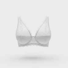 Bonbon Kadın Taş Baskılı Dantelli Toparlayacı Beyaz Renk Sütyen BB2419