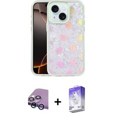 iPhone 14 Odak Prime - Siyah Bilvis 5in1 3D Magic Cam Ekran Koruyucu + Mavi Raze Metal Kamera Lens