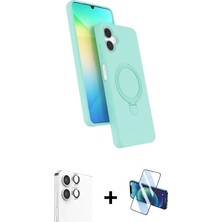 Cepte Toptan Galaxy A06 Iz Işık Koleksiyonu - Siyah 3D Antistatik Seramik Nano Ekran Koruyucu + Gümüş Raze Metal Kamera Lens