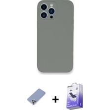 BUTİMAR'S iPhone 13 Pro Max Zirve Modern Özel Seri - Siyah Bilvis 5in1 5d Magic Hayalet Cam Ekran Koruyucu + Koyu Yeşil Metal Kamera Lens Koruma Cam