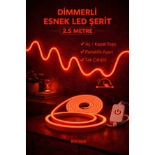 Burul Neon LED Şerit Işık 2.5 Metre Dimmerli Kırmızı – Esnek LED Şerit Dekoratif Işık Seti
