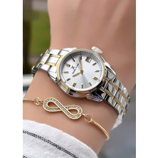 Daniel Klein Orijinal Çelik Kordon Gold Gümüş Renk Takvimli Kadın Kol Saati 3 Atm Su Geçirmezlik Bileklik Hediyeli