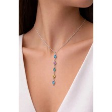 Gümüş Renk Ezme Zincir Sıralı Oval Ye Model Çelik Kolye