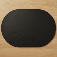 Grand Fine Art 6 Kişilik 12 Parça Siyah Tam Oval Deri Amerikan Servis Supla 33X44 Cm-Kolay Silinir Supla