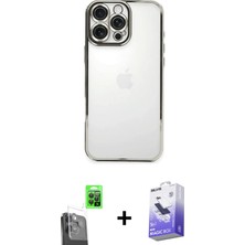 BUTİMAR'S iPhone 16 Pro Vadi Minimal - Siyah Bilvis 5in1 5d Magic Hayalet Cam Ekran Koruyucu + Siyah Raze Metal Kamera Lens