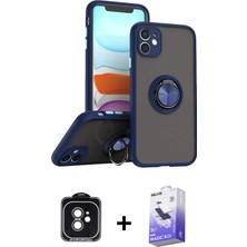 iPhone 11 Yörünge Çizgi - Siyah Bilvis 5in1 5d Magic Hayalet Cam Ekran Koruyucu + Siyah Pvd Metal Kamera Lens