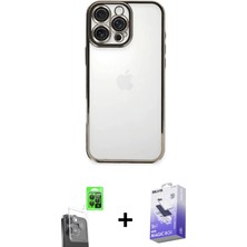 BUTİMAR'S iPhone 16 Pro Vadi Minimal - Siyah Bilvis 5in1 5d Magic Hayalet Cam Ekran Koruyucu + Siyah Raze Metal Kamera Lens